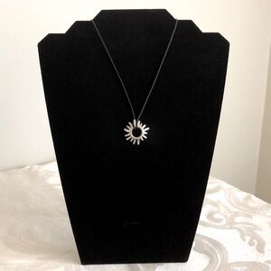 mark. Necklace Sterling Silver 925 Sun Burst Pendant on Black Cord